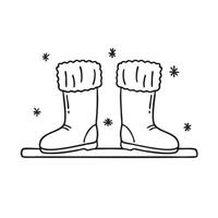 Ugg boots drying on a balcony after snow vector
