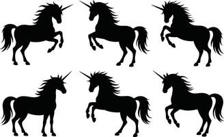 Black unicorn silhouettes seamless pattern on white background illustration vector