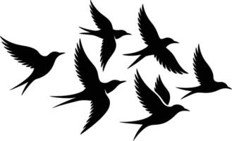Birds flying silhouette flock of swallows freedom and migration concept art vector