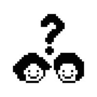 8 bit design of man male boy face with question mark quiz confuse cartoon. vector