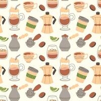 Seamless coffee pattern, background on a light background vector