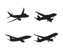 Airplane Silhouette Set Aviation Icons Collection Isolated on White Background vector