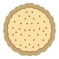 Single cookie top view illustration on a white background, cracker, biscuit vector