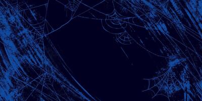 Blue Spider Web Background with Grunge Texture on Dark Background. Creepy abstract cobweb backdrop perfect for invitations, cards, posters, holidays vector