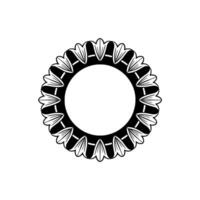 Elegant Black and White Floral Circular Frame on Gradient Background vector
