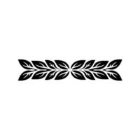 Black Leaf Border Element on White Background, Minimalist vector