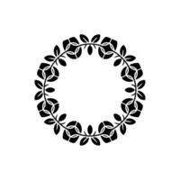 Elegant Floral Wreath Silhouette on Neutral Backdrop vector