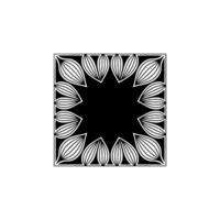 Floral Square Frame Black and White Minimalist Geometric vector