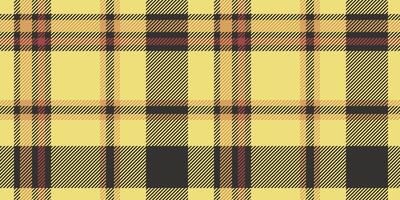 A seamless tartan plaid pattern in vibrant yellow, brown, and red tones with black accents. Perfect for textile design, fashion, home decor, and creative projects with a bold and lively aesthetic. vector