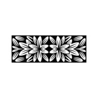 Elegant Floral Pattern on Black Rectangle, Decorative vector