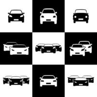 Frontal Car Icon Set. Collection of Black Silhouette Vehicle Symbols in Minimalist Style vector
