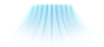 Cool air flow effect with icy swoosh and neon glow. Blue abstract background with fan stream, arrows and wind motion. Perfect for HVAC, AC or energy tech. Minimal clean illustration. vector