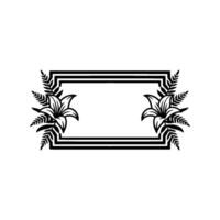 Elegant Floral Frame Silhouette Black and White Element vector