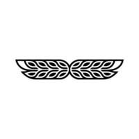Minimalist Geometric Leaf Motif, Black and White Element vector