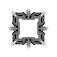 Abstract Circuit Board Frame Tech , Minimalist , Black White. vector