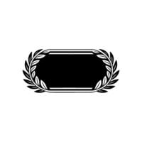 Black Badge with Laurel Wreath Frame on Light Gray Background vector