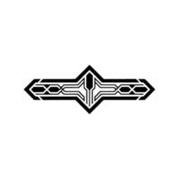 Geometric Tech Element Abstract Black on White vector