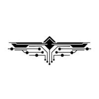 Minimalist Tech Circuitry Black White Abstract Ornament vector