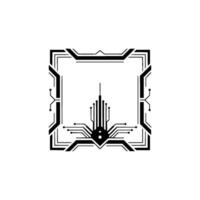 Abstract Tech Circuit , Minimalist Digital Frame, Geometric vector