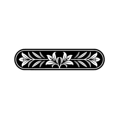 Elegant Lily Floral Border Black White Element