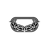 Elegant Black Floral Frame on White Background Minimalist vector