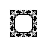 Elegant Black and White Floral Frame with Rounded Corner Square vector
