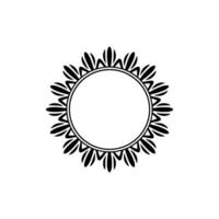 Minimalist Floral Frame, Decorative Black Circle on White Background vector