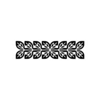 Minimalist Floral Border Element, Black Leaves on White Background vector