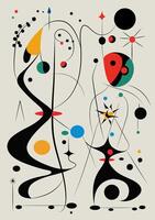 Surreal art illustration in Joan Miro style. Geometric Shapes. vector