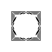 Minimalist Geometric Frame with Leaf Accents, Monochrome vector