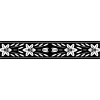 Elegant Black and White Floral Border Lily and Leaf Motif vector