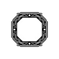 Tech Circuitry Frame, Geometric Black White , Modern vector