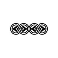 Black White Minimalist Floral Ornament, Abstract Geometric Border, Elegant vector