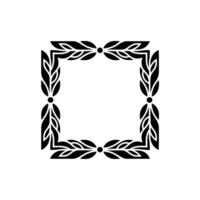 Black Leaf Border on White Background Decorative Frame Element vector