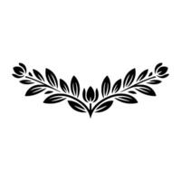 Minimalist Floral Crest in Black on White Elegant Element vector