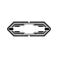 Cyberpunk Tech Ui Element Futuristic Hexagon on White vector