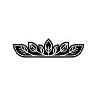 Minimalist Leaf Crown Black and White, Nature Element vector