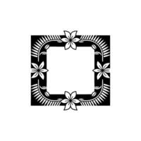 Floral Square Frame in Black and White, Decorative Border vector