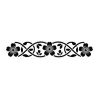 Black Floral Scroll Border on White Decorative Element, vector