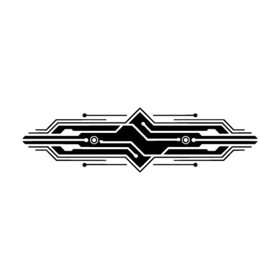 Geometric Circuit Board , Abstract Tech , Black White, Digital Art