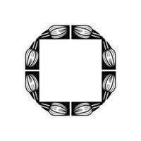 Minimalist Floral Frame, Black and White, Abstract vector