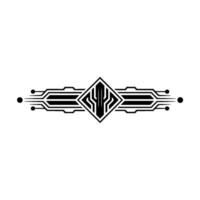 Futuristic Tech Circuitry Emblem on White Background vector