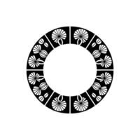 Abstract Black and White Geometric Floral Ring, Modern Minimalist vector