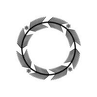 Minimalist Christmas Wreath with Snowflakes Illustration vector