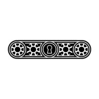 Black White Geometric Keyhole Pattern Decorative Border vector