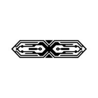 Abstract Circuit Board Ornament , Minimalist Tech Style vector