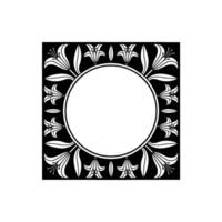 Elegant Lily Frame with Blank Center, Black and White Art Deco vector