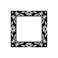 Elegant Floral Border Black White Decorative Frame, Botanical Style vector