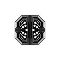 Circuit Board Brain Minimalist Tech Illustration vector
