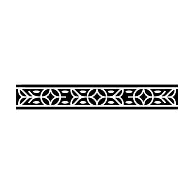 Geometric Border Black and White Ornament with Repeating Floral Elements
